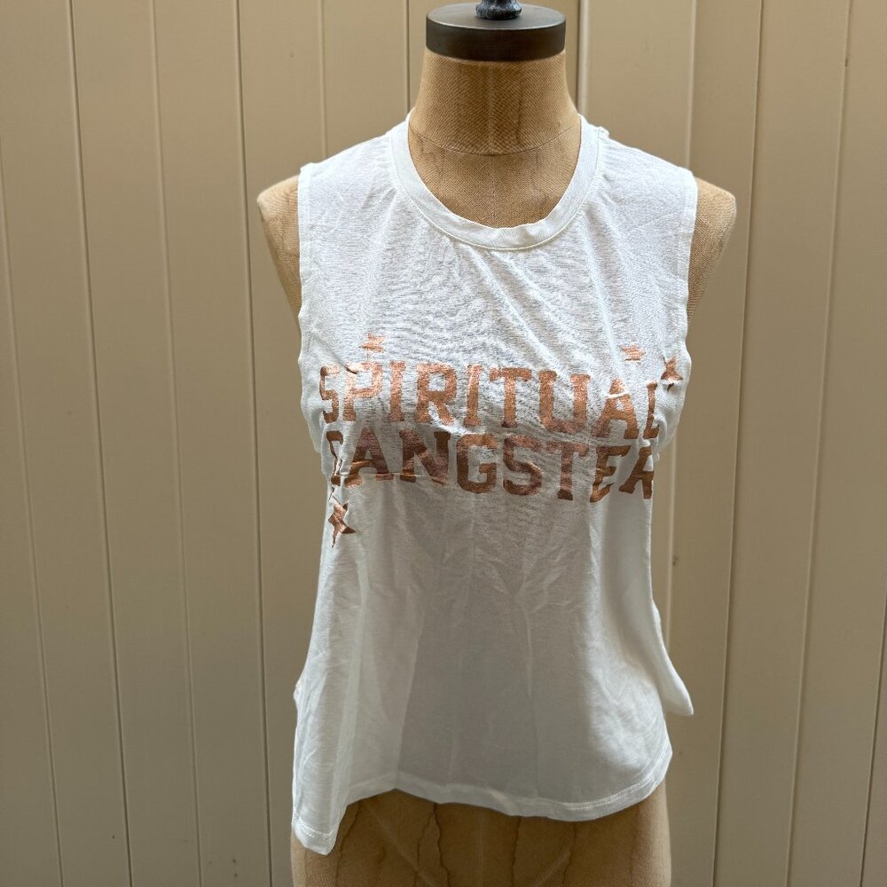Spiritual Gangster Metallic Writing Tank Top